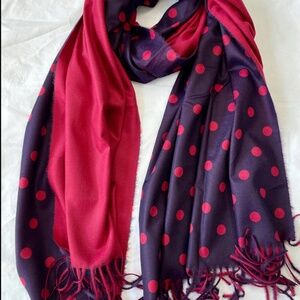 Blue Red Scarf, Large Wool Shawl, Two Side Wrap, Warm Pashmina, Accessories NEW